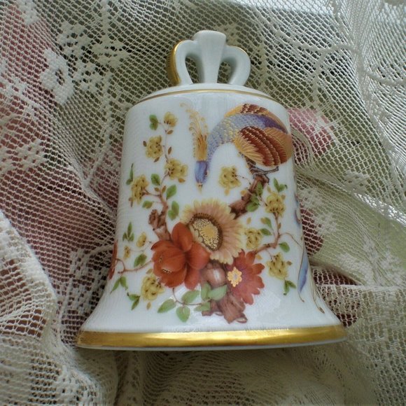 AK Kaiser Porcelain Bone China Bell Peacock Gold Trim W Germany The Danbury Mint - Picture 1 of 12